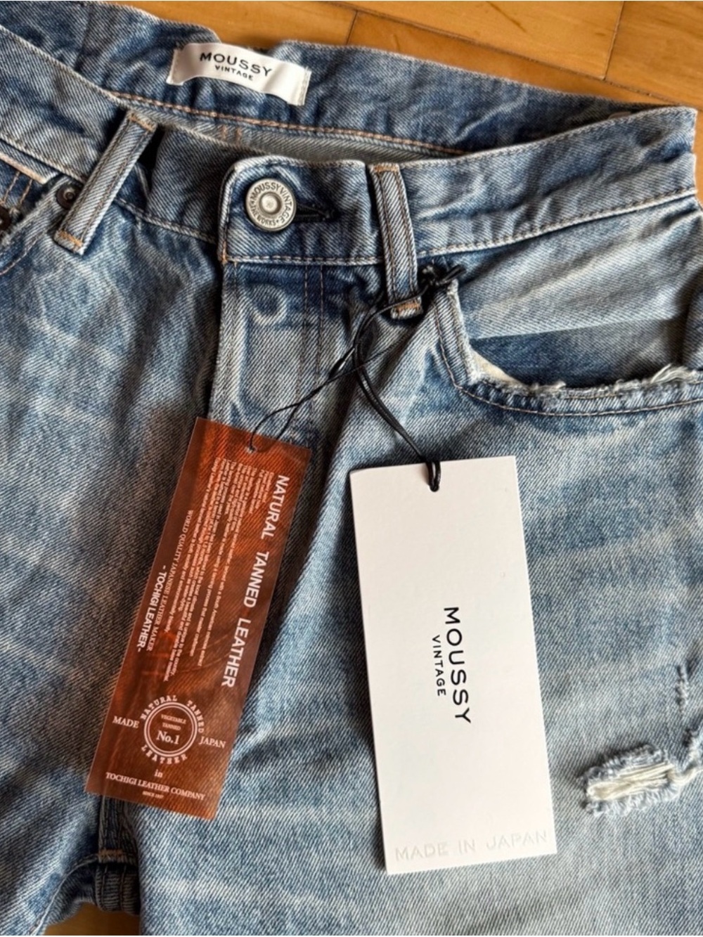 NEW MOUSSY VINTAGE STEELE2260 Straight Light Blue Denim Distressed Jeans Size 26 - Picture 7 of 15